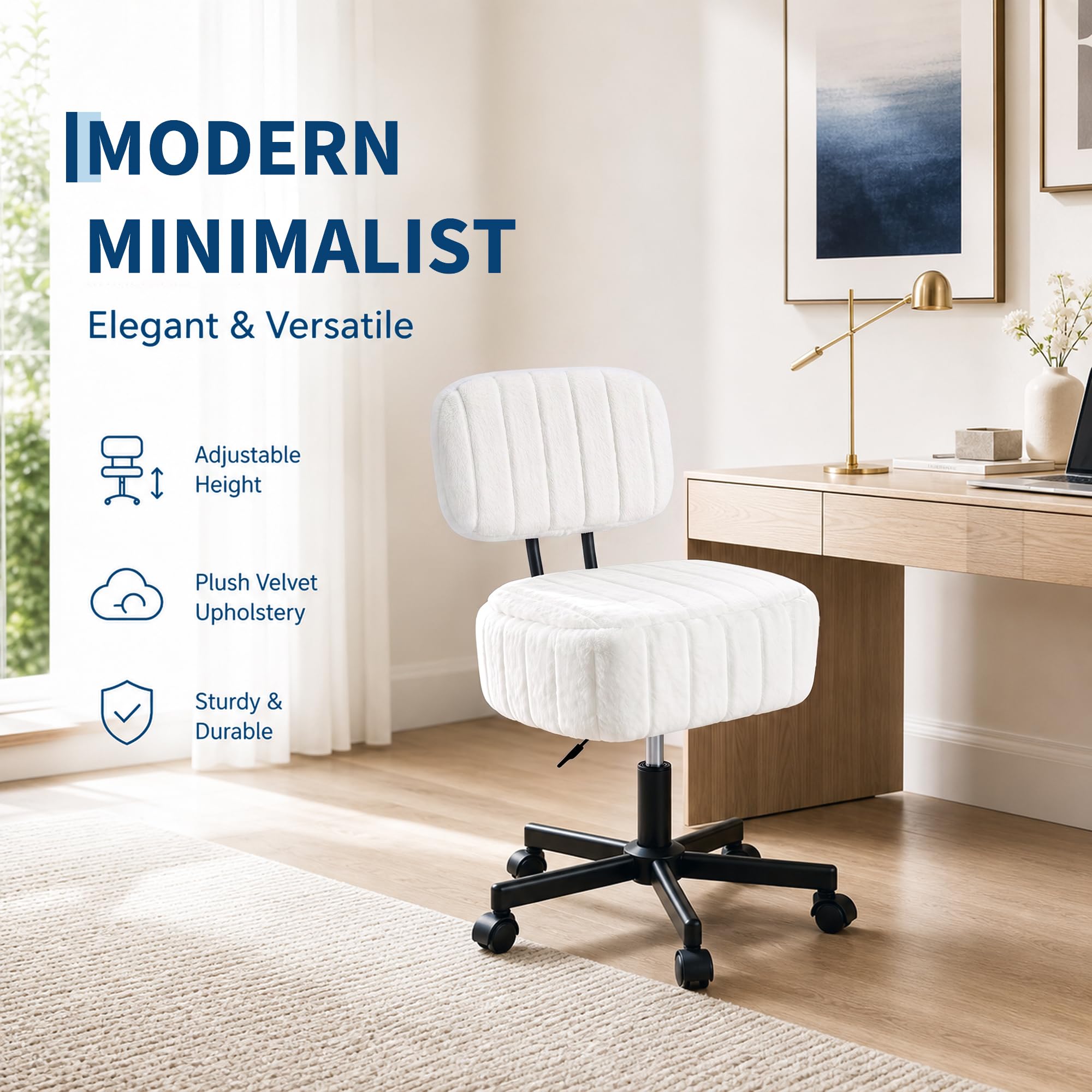 Office Stool - Silla de tocador con espacio de